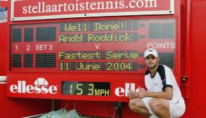 Schnellster Aufschlag: Der gehört nicht mehr Andy Roddick (Foto), sondern ebenfalls JOHN ISNER. 253 km/h war sein Service beim Davis Cup 2016 schnell. Inoffiziell servierte der Aussie Sam Groth bei einem Challenger übrigens sogar mal 263 km/h!