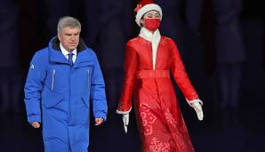 IOC-Präsident Thomas Bach bei der Abschlusszeremonie der Winterspiele am Sonntag in Peking.