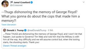 JAMAL CRAWFORD (Ex-NBA-Profi): "Gangster, die das Andenken von George Floyd entehren? Was tust du gegen die Polizisten, die überhaupt erst dafür gesorgt haben, das man ihm gedenken muss?"