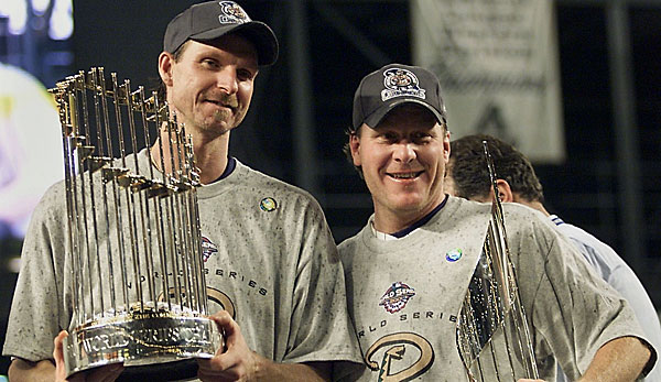 Randy Johnson (l.) und Curt Schilling waren die Co-MVPs der World Series 2001