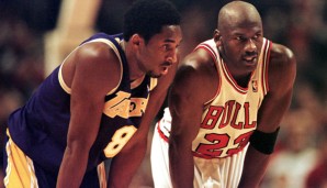 Michael Jordan (r.) und Kobe Bryant sind die vielleicht besten Shooting Guards der NBA-Geschichte