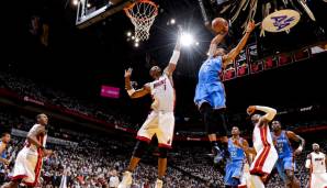 Platz 18: Russell Westbrook (OKC Thunder): 43 Punkte gegen die Miami Heat, Finals 2012, Spiel 4 - Endstand: 104:98 für Miami