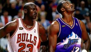 Platz 10: Michael Jordan (Chicago Bulls): 45 Punkte gegen die Utah Jazz, Finals 1998, Spiel 6 - Endstand 87:86 für Chicago