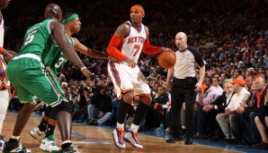 Platz 10: Carmelo Anthony von den Nuggets zu den Knicks (2011): Die Knicks opferten ihren halben Kader, um Melo zu bekommen (Felton, Chandler, Gallinari, Mozgov, Draft-Picks). Man hatte Großes vor.