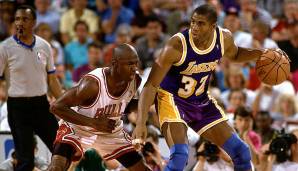 Platz 13: Magic Johnson (1980 - 1991, 1996) - 190 Spiele für die Los Angeles Lakers.