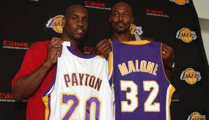 Platz 7: GARY PAYTON - Der Point Guard wechselte 2003 gemeinsam mit Karl Malone zu den Lakers, um auf seine alten Tage nochmal auf Ringjagd zu gehen. Die Championship holte er mit den Lakers aber nicht, das gelang ihm erst 2006 mit den Heat.