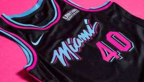 MIAMI HEAT - Sie sind wieder da! Die Heat haben die neue Trikot-Version der Vice-Kampagne vorgestellt. Nach den weißen Jerseys im Vorjahr laufen die Heat 2018/19 an 15 Abenden in schwarzen Leibchen mit rosa-blauen Akzenten auf.