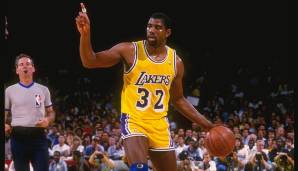 Platz 3: Magic Johnson (Lakers) - zweimal 19 Assists in Spiel 6 der Finals 1987 gegen die Celtics und in Spiel 6 der Finals 1988 gegen die Pistons.