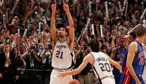 Platz 3: TIM DUNCAN (San Antonio Spurs, 2004/05) | Overall-Rating: 98 | Dreier-Rating: 75 | Dunk-Rating: 65