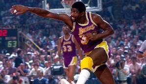 Platz 11: Magic Johnson (Los Angeles Lakers) am 28.10.1979 - Alter: 20 Jahre, 75 Tage - 15 Punkte, 10 Rebounds, 10 Assists gegen die Golden State Warriors