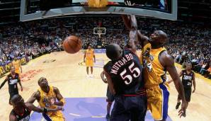 Platz 10: SHAQUILLE O'NEAL (Los Angeles Lakers, 2000/01) | Overall-Rating: 97 | Dreier-Rating: 26 | Dunk-Rating: 79