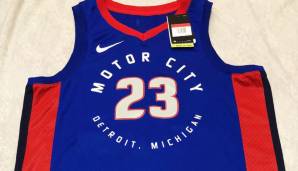 Noch unbestätigt ist dieses Jersey der Detroit Pistons. Mit der Hommage an die Motor City wurde bereits in früheren Designs gespielt.