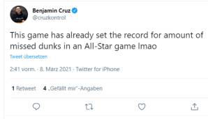 Benjamin Cruz (Vover): "Dieses Spiel hat schon jetzt einen neuen Rekord für die meisten vergebenen Dunks in einem All-Star Game aufgestellt."