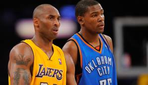 Platz 2: Kevin Durant (Oklahoma City Thunder, 28,03) vs. Kobe Bryant (Los Angeles Lakers, 27,86) im Jahr 2012