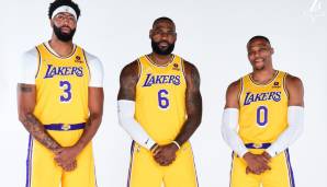 Platz 3: LOS ANGELES LAKERS - RUSSELL WESTBROOK (22,2 Punkte, 11,5 Rebounds, 11,7 Assists), LEBRON JAMES (25,0 Punkte, 7,8 Assists) und ANTHONY DAVIS (21,8 Punkte, 7,9 Rebounds)