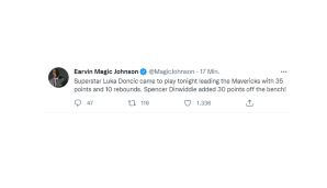 Der obligatorische Tweet von Lakers-Legende Magic Johnson darf nach so einem Spiel natürlich auch nicht fehlen.