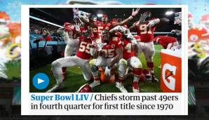 Ähnlich macht es der Guardian. Die Briten schreiben zudem, die Chiefs seien an den 49ers "vorbeigestürmt".