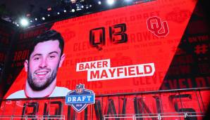 2018: BAKER MAYFIELD (QB, Oklahoma, gedraftet von den Cleveland Browns). Weil auf Mahomes und Watson im Vorjahr verzichtet wurde, versuchten es die Browns 2017 mit Baker. Der war dann mehrere Jahre nicht wirklich schlecht, aber ...