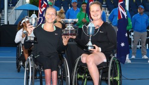 Das Rollstuhl-Damendoppel gewannen die topgesetzten Niederländerinnen Jiske Griffioen und Aniek Van Koot.